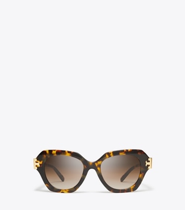 Tory Burch designer sunglasses & eyewear Eleanor Cat-Eye Sunglasses in DARK TORTOISE/BROWN GRADIENT front