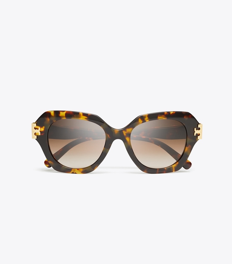 Tory Burch designer sunglasses & eyewear Eleanor Cat-Eye Sunglasses in DARK TORTOISE/BROWN GRADIENT overhead