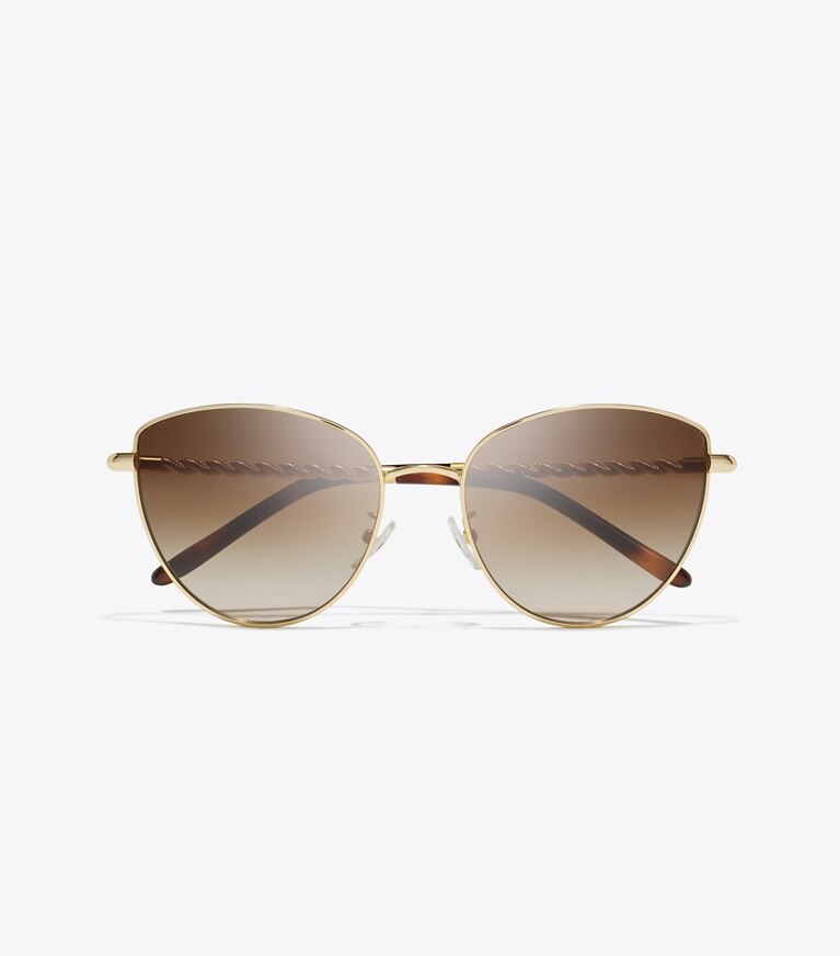 Tory Burch designer lunettes Eleanor Chain œil de chat dans SHINY GOLD/ BROWN GRADIENT vue du dessus