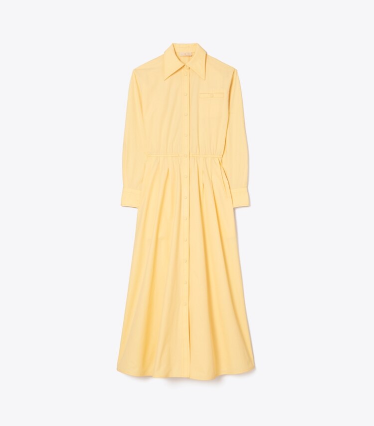 Tory Burch designer dresses Eleanor Cotton Poplin Dress in DARK VANILLA CUSTARD front