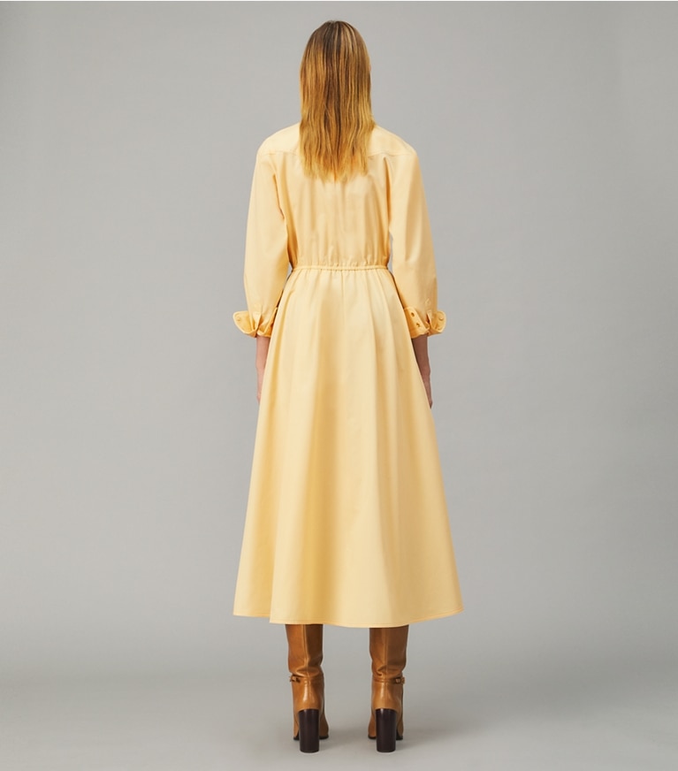 Tory Burch designer dresses Eleanor Cotton Poplin Dress in DARK VANILLA CUSTARD front