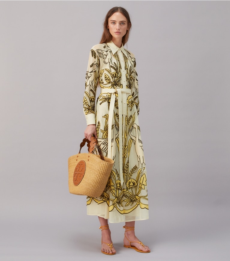 Tory Burch designer dresses Eleanor Cotton Tulle Dress in MORNING CRANE front