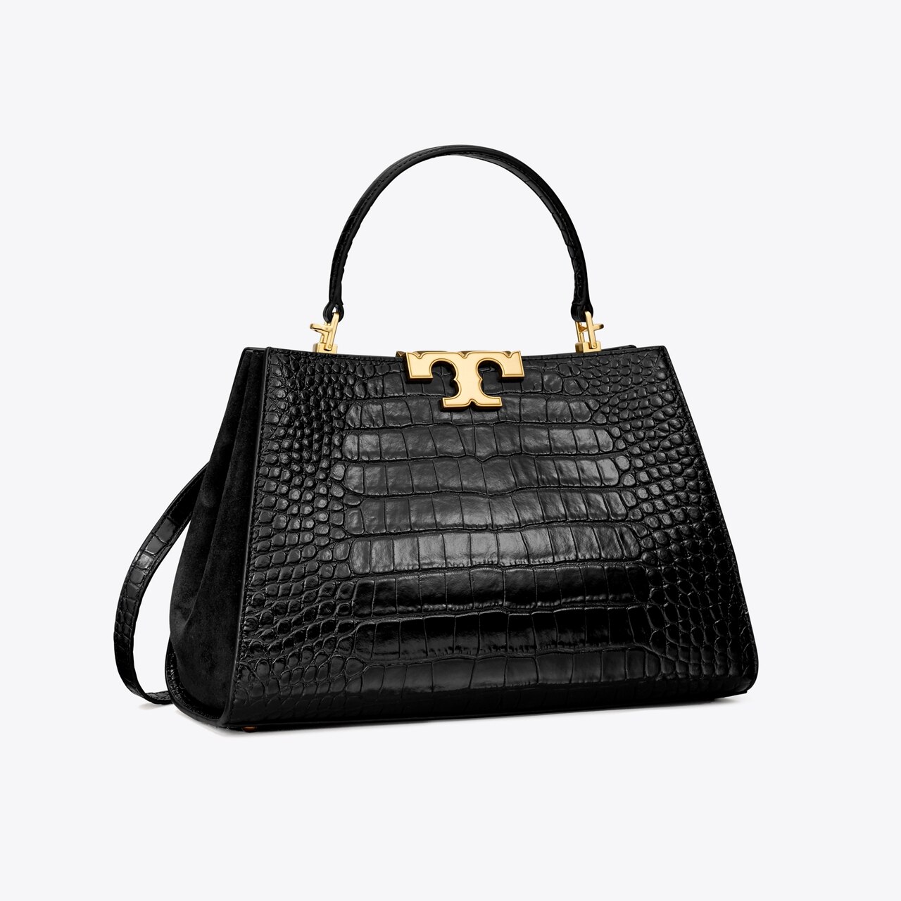 Shop Tory Burch Eleanor Croc-Embossed Leather Convertible Shoulder