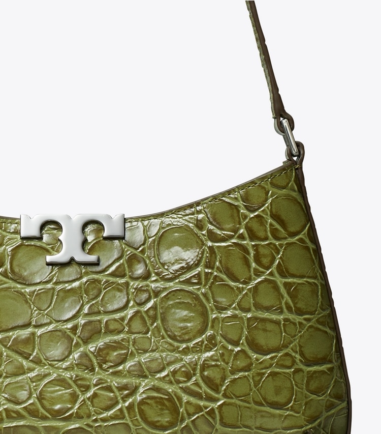 Tory Burch designer shoulder bags Eleanor Croc-Embossed Slim Shoulder Bag in Soft Ivy detail