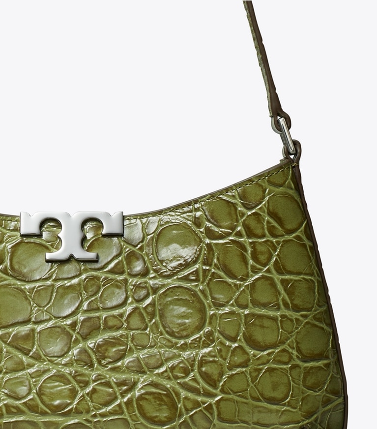 Tory Burch designer shoulder bags Eleanor Croc-Embossed Slim Shoulder Bag in Soft Ivy angle