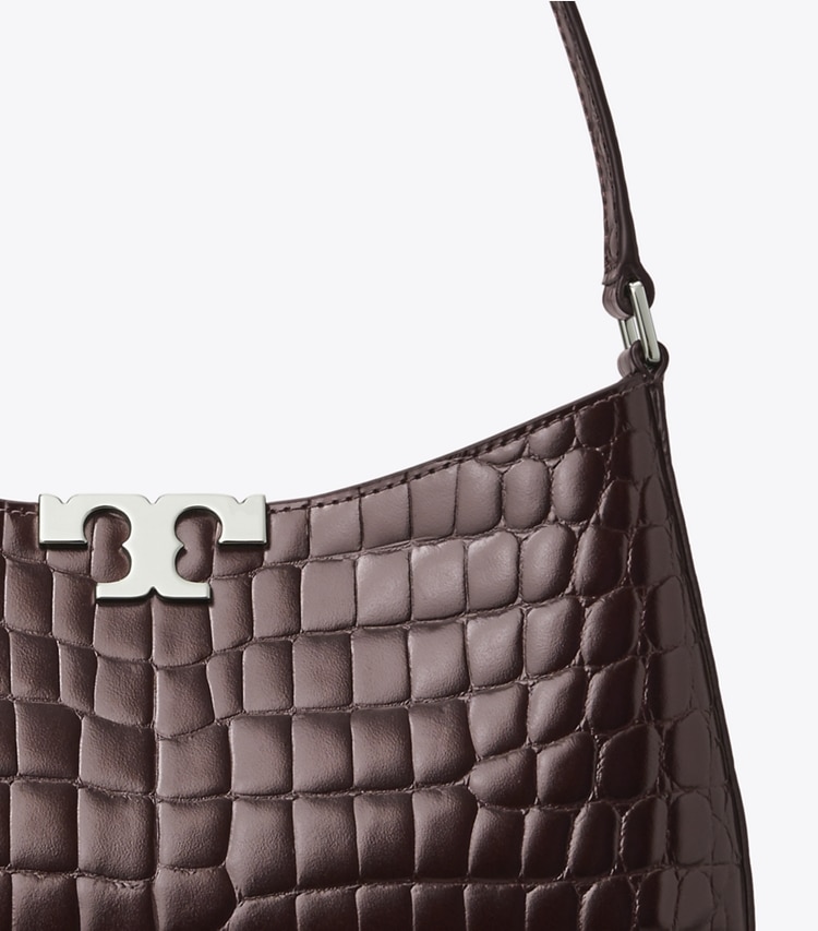 Tory Burch designer shoulder bags Eleanor Croc-Embossed Slim Shoulder Bag in Deep Burgundy detail