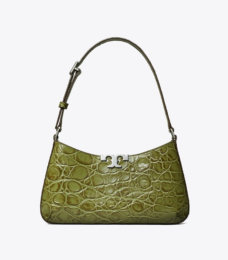 Tory Burch designer shoulder bags Eleanor Croc-Embossed Slim Shoulder Bag in Soft Ivy front