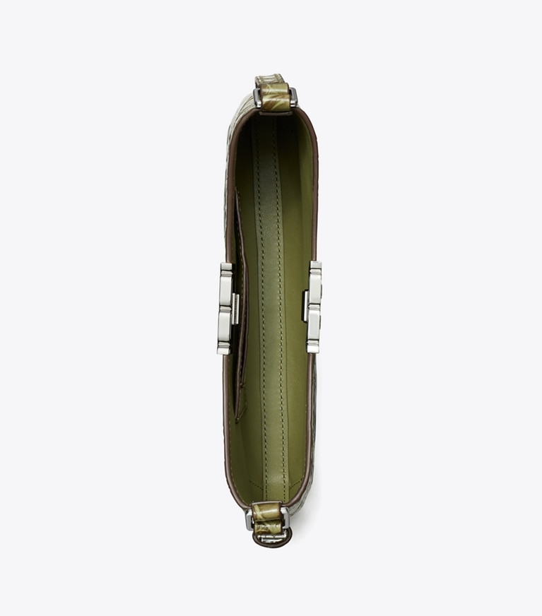 Tory Burch designer shoulder bags Eleanor Croc-Embossed Slim Shoulder Bag in Soft Ivy angle