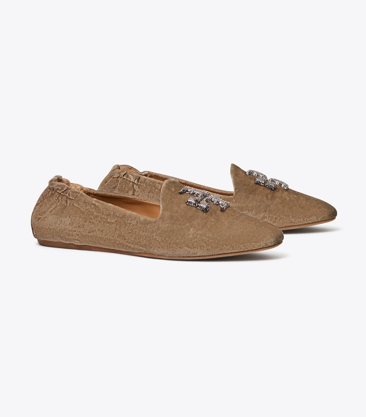 Tory Burch designer flats Eleanor Crystal Loafer in Classic Taupe angle