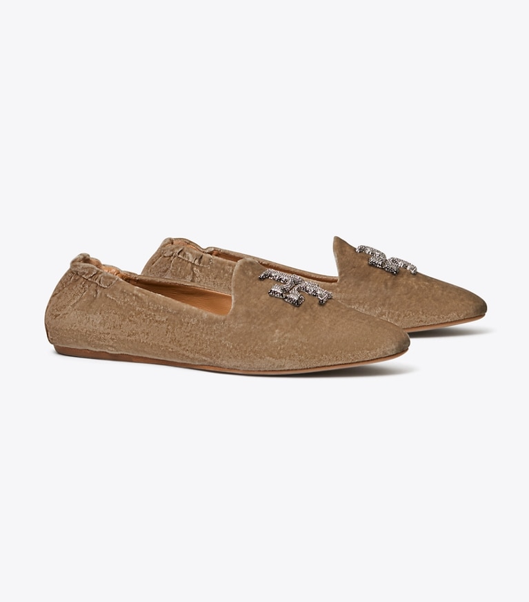 Tory Burch designer flats Eleanor Crystal Loafer in Classic Taupe angle