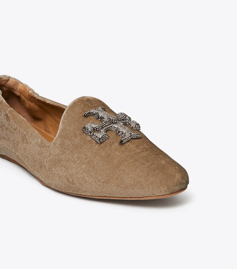 Tory Burch designer flats Eleanor Crystal Loafer in Classic Taupe angle