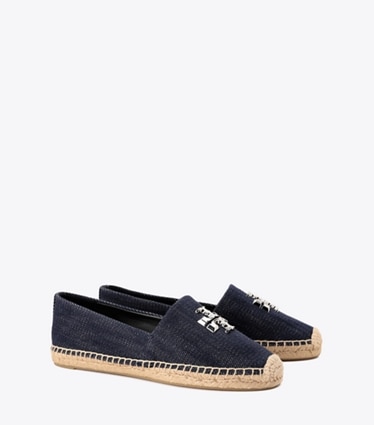 Tory Burch designer エスパドリーユ エレノア エスパドリーユ ワイド in MIDNIGHT DENIM / SILVER angle