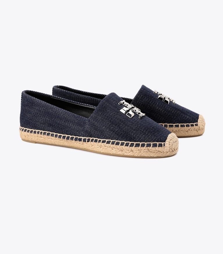 Tory Burch designer エスパドリーユ エレノア エスパドリーユ ワイド in MIDNIGHT DENIM / SILVER angle