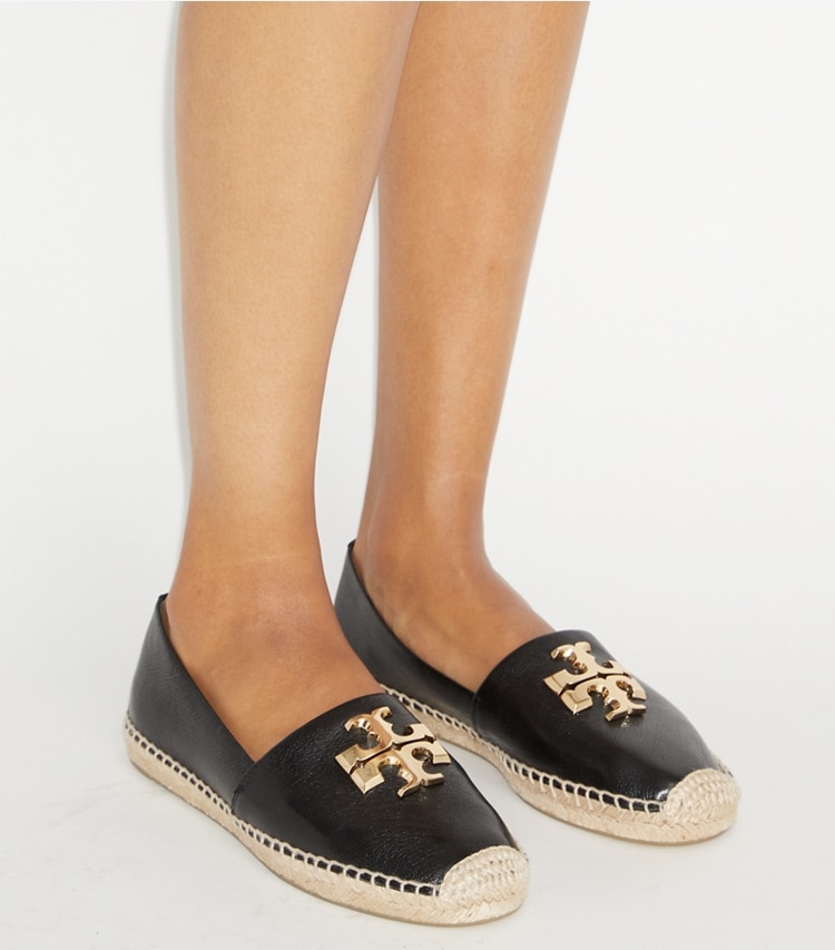 Tory Burch designer espadrilles Eleanor Espadrille in PERFECT BLACK additional on model
