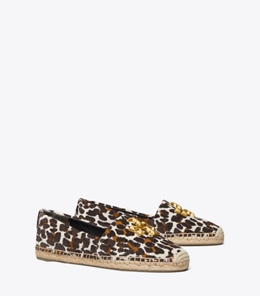 Tory Burch designer espadrilles Eleanor Espadrille in Reva Leopard / PERFECT BLACK angle