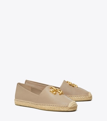 Tory Burch designer espadrilles Eleanor Espadrille in DARK ELK / GOLD angle