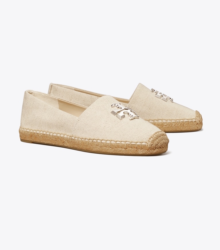 Tory Burch designer espadrilles Eleanor Espadrille in NEW CREAM / SILVER angle