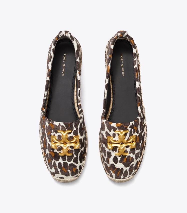 Tory Burch designer espadrilles Eleanor Espadrille in Reva Leopard / PERFECT BLACK overhead