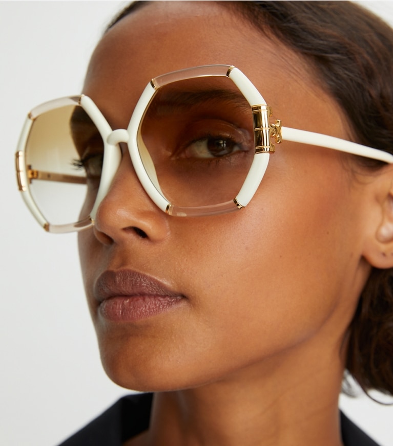 Tory Burch designer sunglasses & eyewear Eleanor Geometric Sunglasses in NAVY front