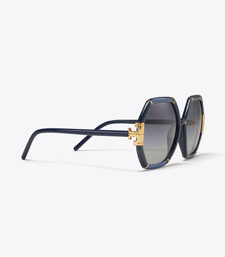 Tory Burch designer sunglasses & eyewear Eleanor Geometric Sunglasses in NAVY detail