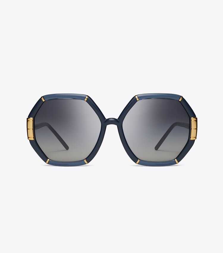 Tory Burch designer sunglasses & eyewear Eleanor Geometric Sunglasses in NAVY front