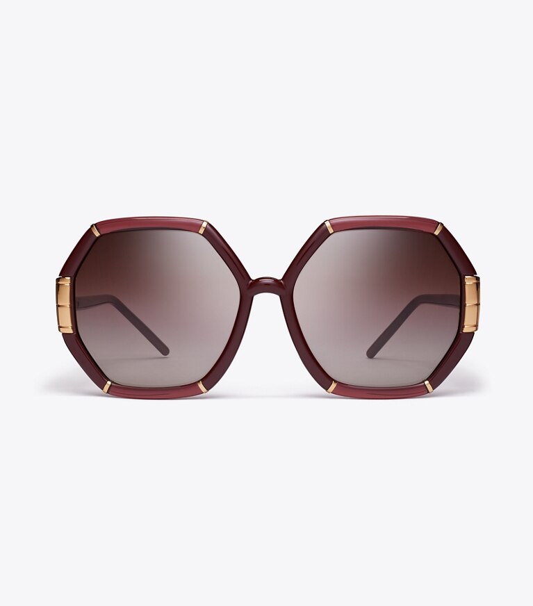 Tory Burch designer sunglasses & eyewear Eleanor Geometric Sunglasses in BORDEAUX front
