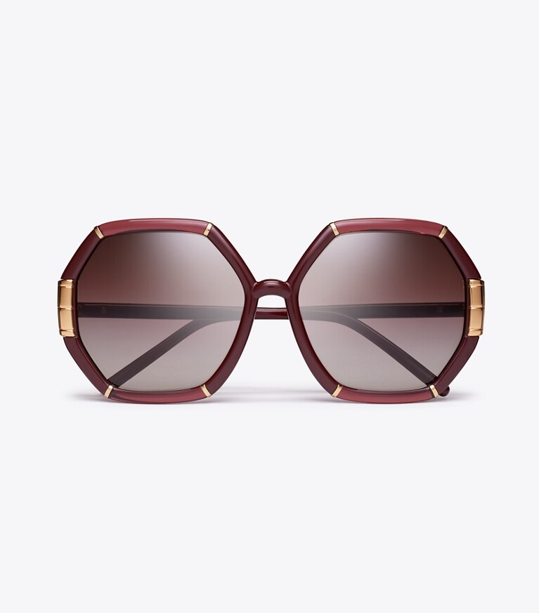 Tory Burch designer sunglasses & eyewear Eleanor Geometric Sunglasses in BORDEAUX front