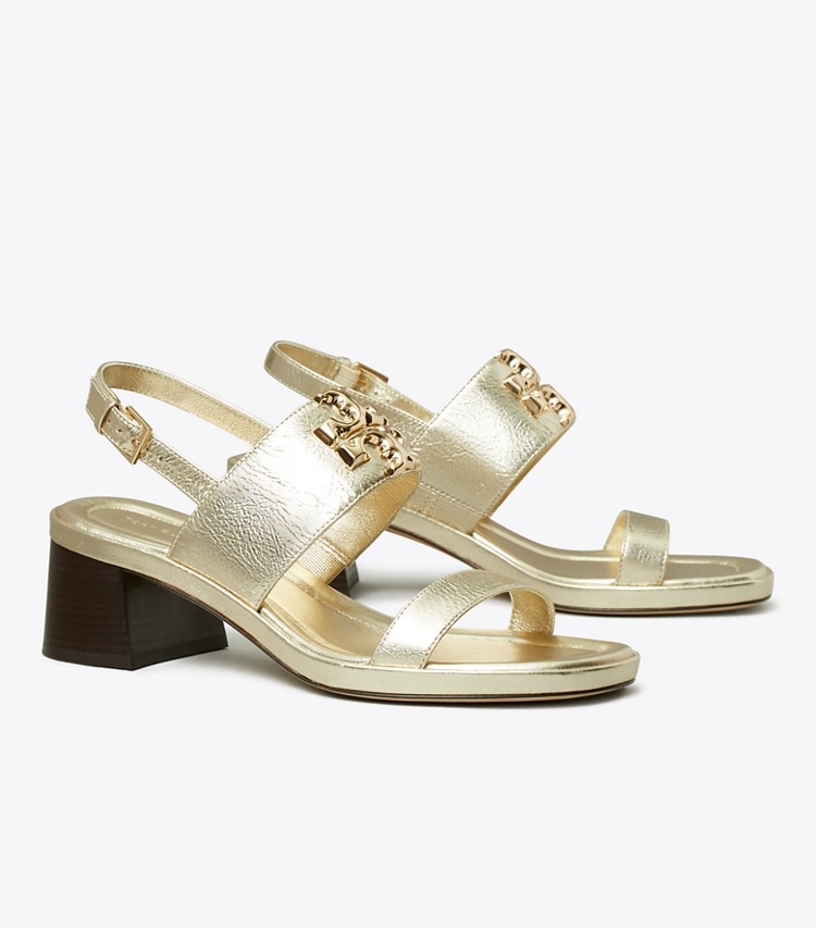 Tory Burch designer sandals Eleanor Heel Sandal in SPARK GOLD / GOLD angle