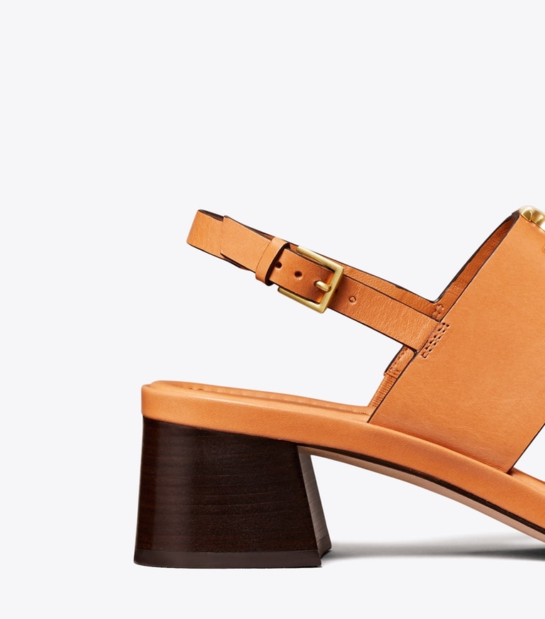Tory Burch designer sandals Eleanor Heel Sandal in Brandy angle