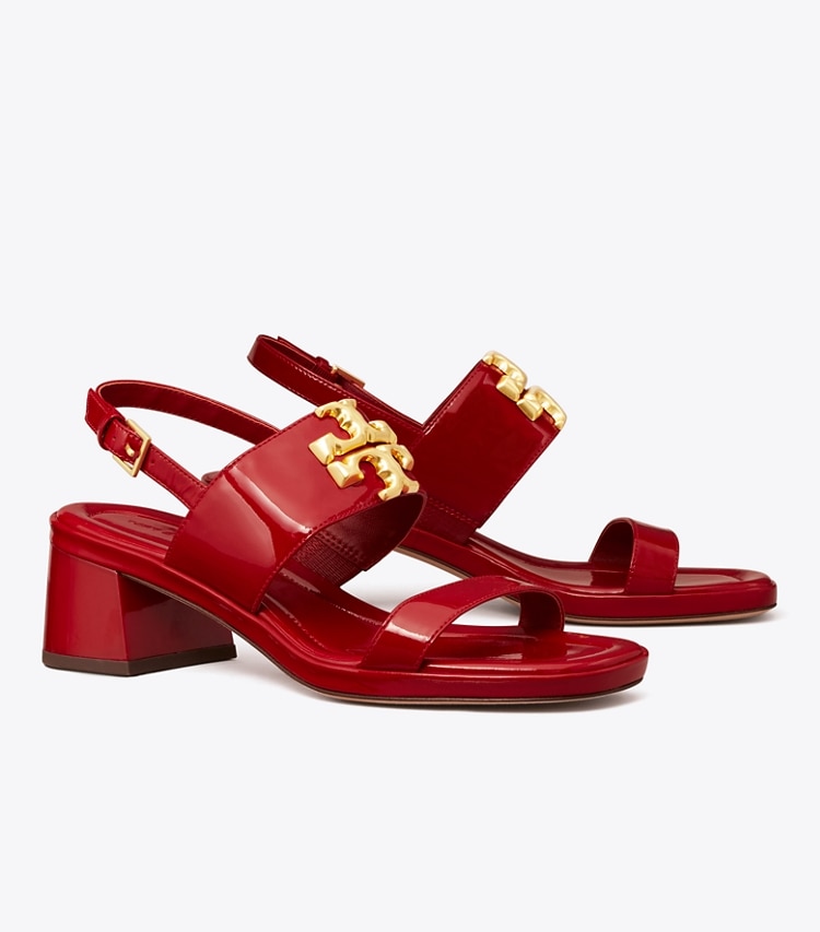 Tory Burch designer sandals Eleanor Heeled Sandal in TORY RED angle