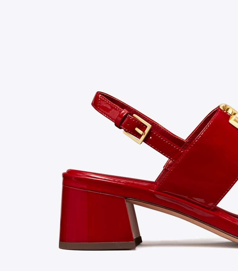 Tory Burch designer sandals Eleanor Heeled Sandal in TORY RED angle