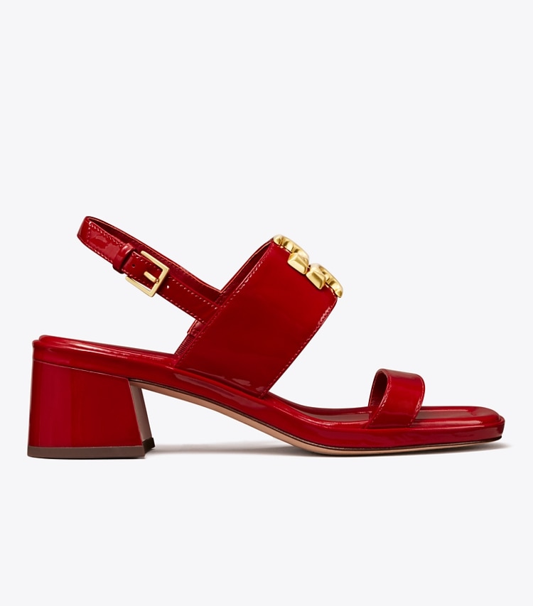 Tory Burch designer sandals Eleanor Heeled Sandal in TORY RED side