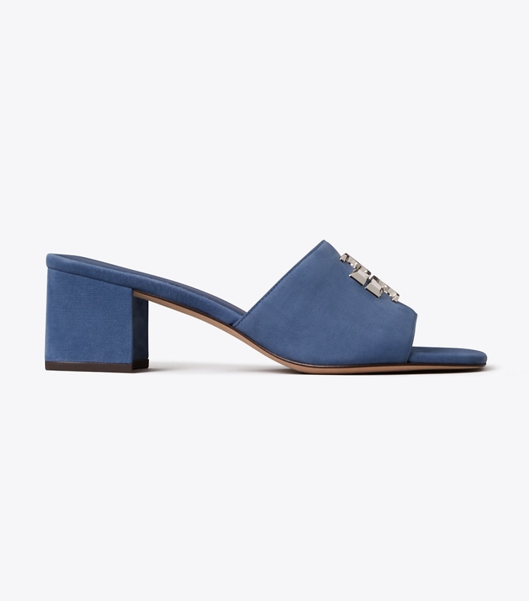 Tory Burch designer sandals Eleanor Heeled Sandal in SOFT BLUE / SILVER side
