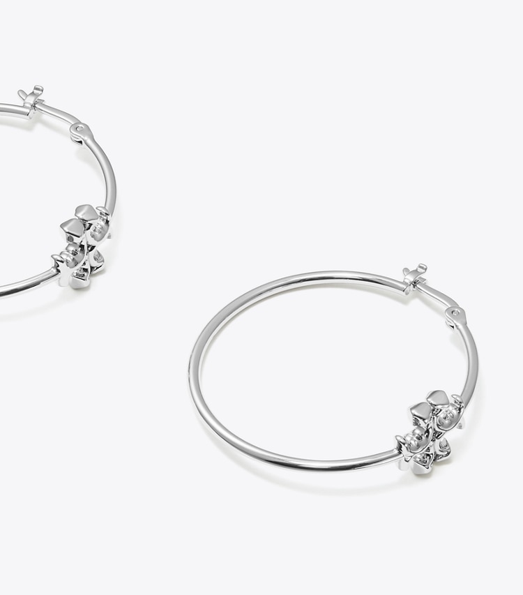 Tory Burch designer earrings Eleanor Hoop Earring in Tory Silver detail