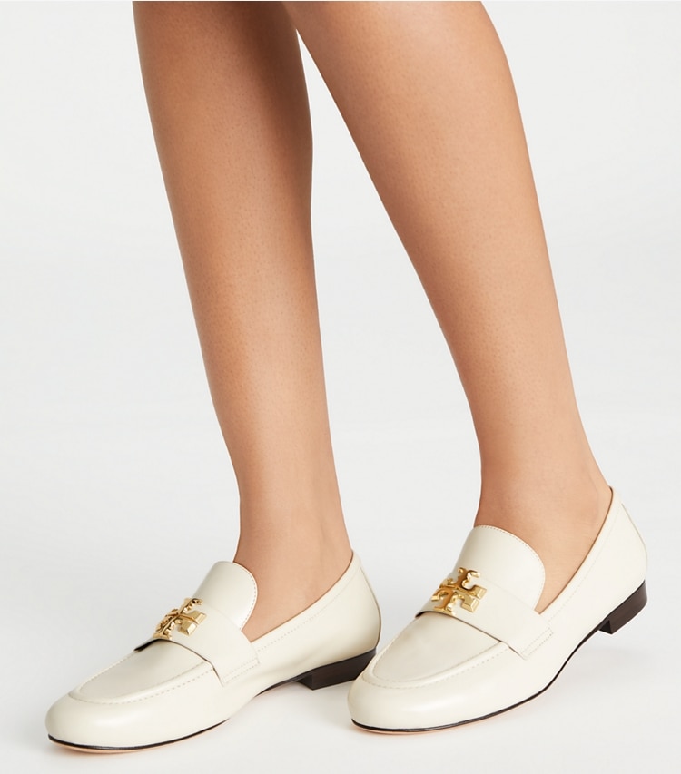 Tory Burch designer flats Eleanor Loafer in LIGHT CREAM accessory on model
