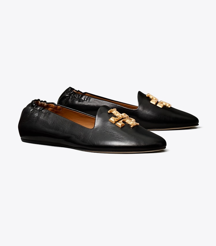 Tory Burch designer flats Eleanor Loafer in PERFECT BLACK angle