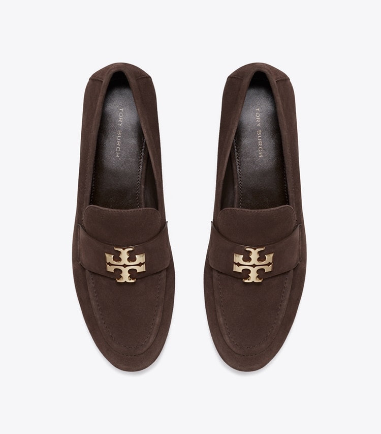 Tory Burch designer flats Eleanor Loafer in DARK COCOA / GOLD overhead