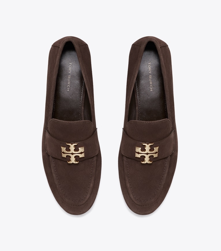Tory Burch designer flats Eleanor Loafer in DARK COCOA / GOLD overhead