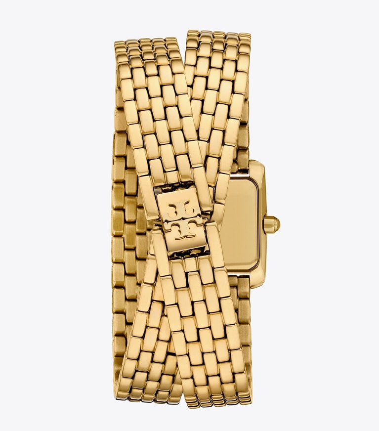 Tory Burch designer armbanduhren Eleanor Mini-Armbanduhr mit Doppelarmband in IVORY/GOLD front