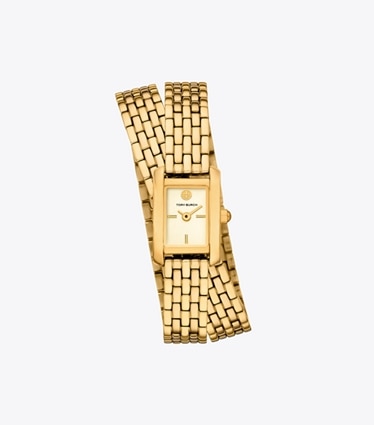 Tory Burch designer armbanduhren Eleanor Mini-Armbanduhr mit Doppelarmband in IVORY/GOLD front
