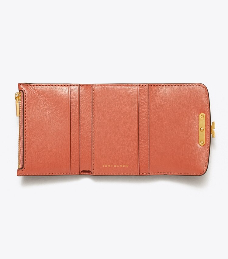 Tory Burch designer wallets Eleanor Mini Wallet in Toasted Pecan overhead