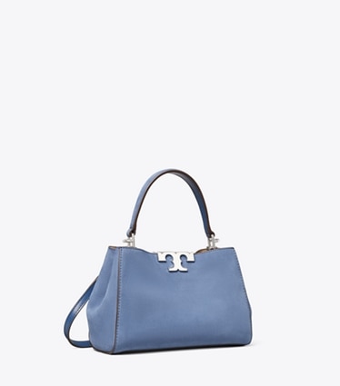 Tory Burch designer crossbody bags Eleanor Nubuck Mini Satchel in Soft Blue angle