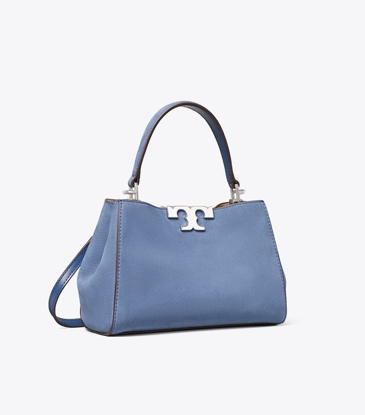 Tory Burch designer sacs à bandoulière Eleanor Nubuck Mini Satchel in Soft Blue angle