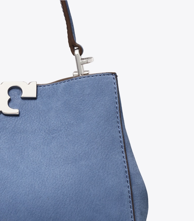 Tory Burch designer sacs à bandoulière Eleanor Nubuck Mini Satchel in Soft Blue informations
