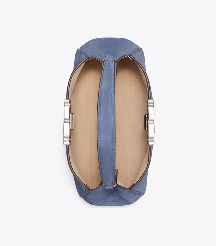 Tory Burch designer sacs à bandoulière Eleanor Nubuck Mini Satchel in Soft Blue dessus