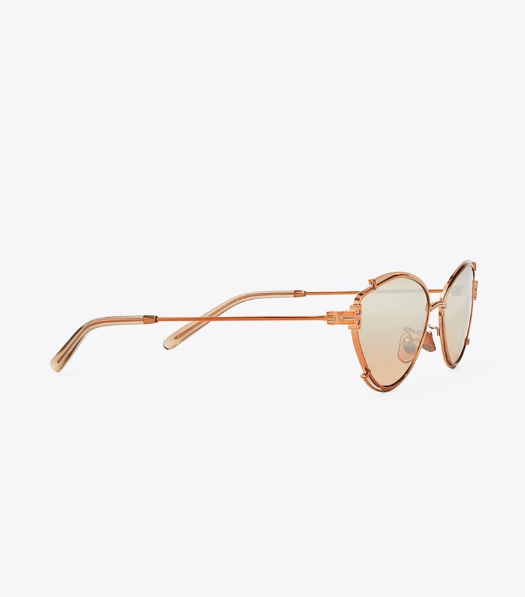 Tory Burch designer sunglasses & eyewear Eleanor Oval Sunglasses in COPPER/BROWN MIRROR GRADIENT SILVER front
