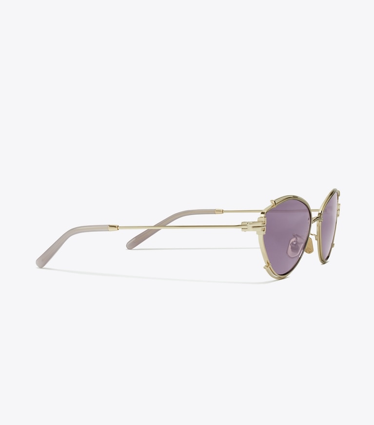 Tory Burch designer sunglasses & eyewear Eleanor Oval Sunglasses in SHINY LIGHT GOLD/VIOLET front