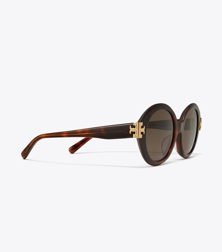 Tory Burch designer sunglasses & eyewear Eleanor Oval Sunglasses in GRADIENT TORTOISE/DARK BROWN detail