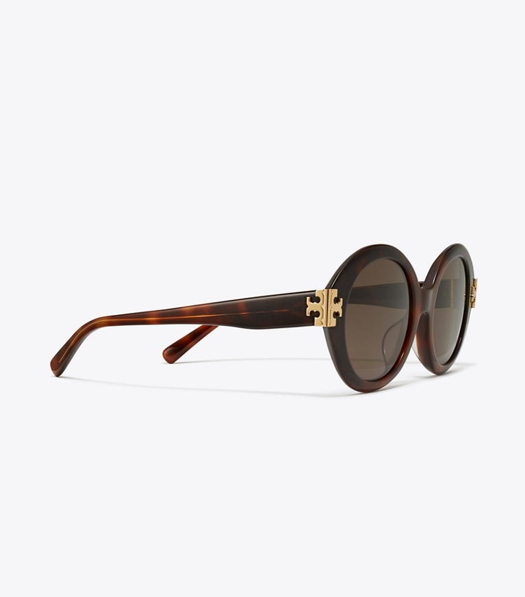 Tory Burch designer sunglasses & eyewear Eleanor Oval Sunglasses in GRADIENT TORTOISE/DARK BROWN front