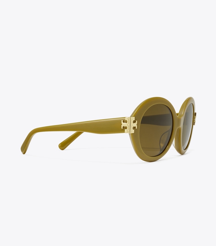 Tory Burch designer サングラス＆アイウェア エレノア オーバルサングラス in OLIVE GREEN/OLIVE BROWN ディテール